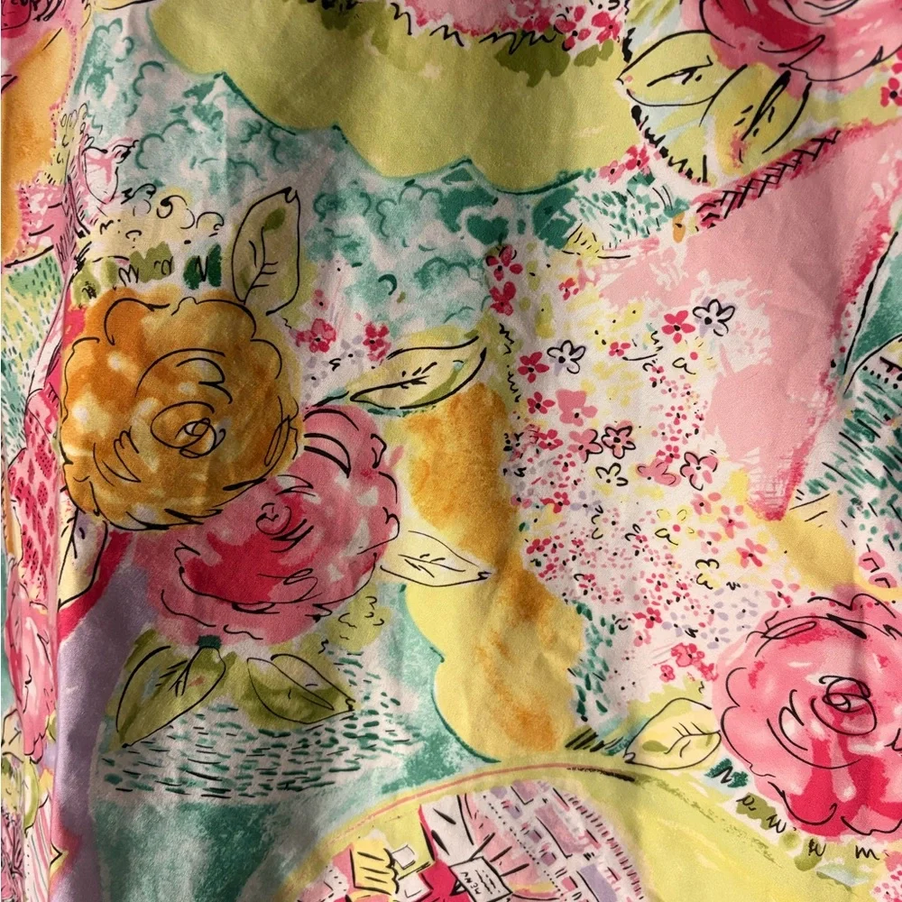 Chadwick's Pink & Yellow Floral Print Skirt - Picture 2 of 10
